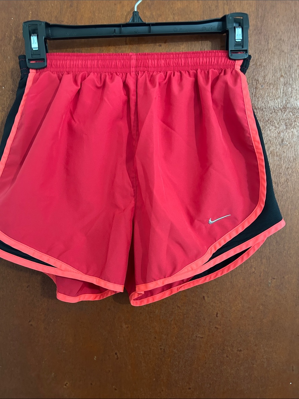 Nike Women’s Coral Pink Athletic Running Shorts with Black Panels